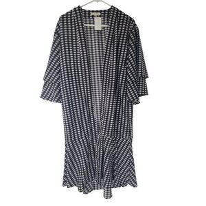 Anthropologie Le Lis NWT Women's Long Sleeve Kimono Robe gingham print Cover Up